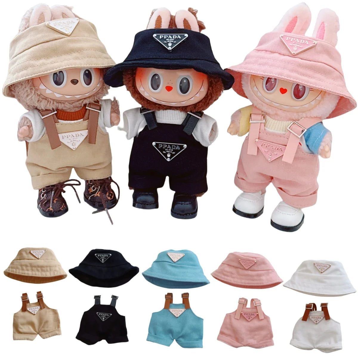 17cm Labubu Mini Doll Outfit Set - Hat, Clothes & Shoes for Labubu II Sitting Party Game Accessories