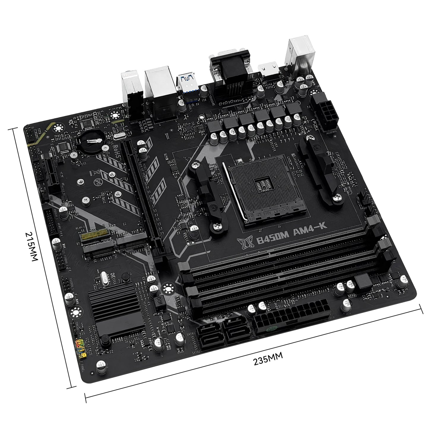MACHINIST B450M-AM4-K Motherboard – AM4 Ryzen Support, DDR4 RAM, Dual NVMe M.2, HDMI/VGA/DP Interface Gaming PC Board