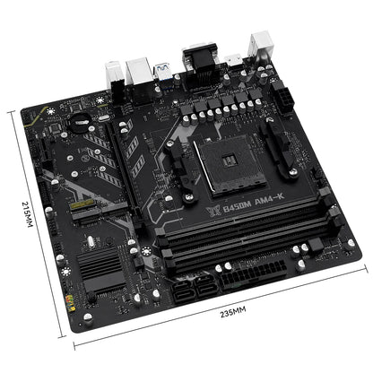 MACHINIST B450M-AM4-K Motherboard – AM4 Ryzen Support, DDR4 RAM, Dual NVMe M.2, HDMI/VGA/DP Interface Gaming PC Board