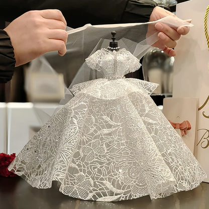 1/6 Mini Bride Doll Wedding Gown Set – Display Mannequin with Stand for Doll Clothes