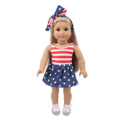 4-Piece Doll Clothes Set – Daily Pretty Dresses, Top & Pants for 43cm Born Baby Dolls & 18-Inch American Dolls, Festival Gift for Girls