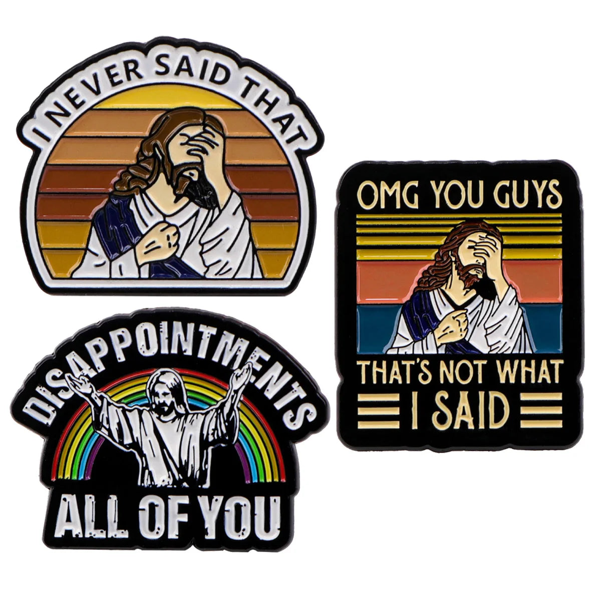 Funny Jesus “I Never Said That” Enamel Pin – Vintage Brooch for Backpacks, Jackets & Clothing Accessories