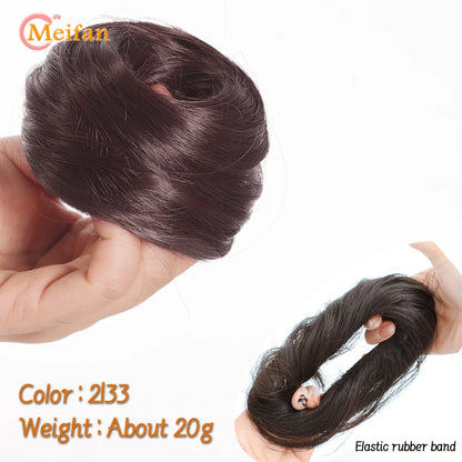 MEIFAN Synthetic Chignon Hair Bun – Elastic Rubber Band Clip-In Updo Ponytail Hair Extension for Women