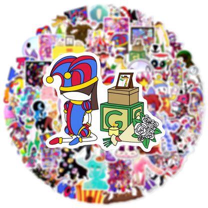 60-Piece Magical Circus Graffiti Sticker Set - Colorful Birthday Party, Luggage, Skateboard, and Phone Decoration Decals