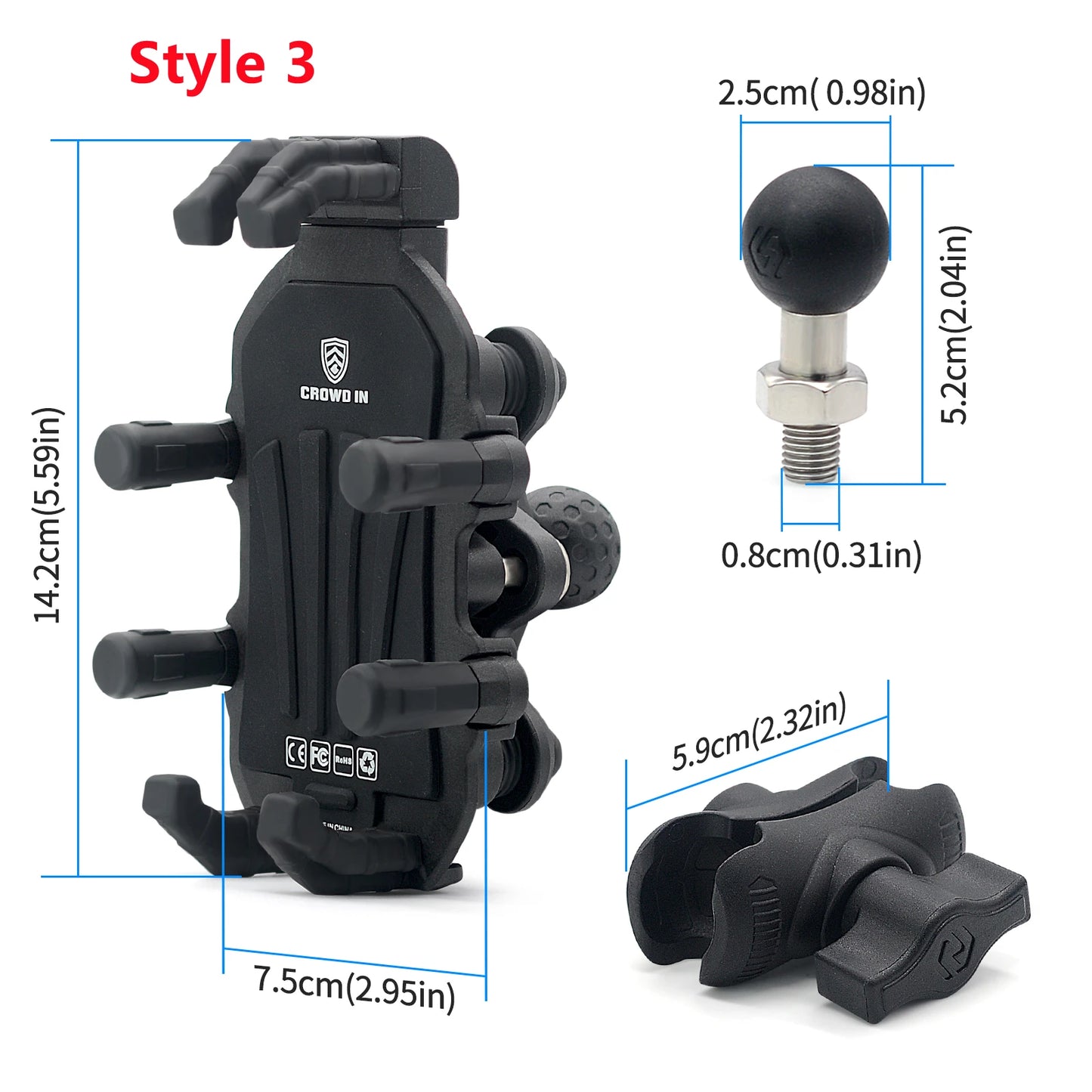 Aluminum Motorcycle Handlebar Phone Holder – Anti-Vibration Navigation & Mirror Mount Stand