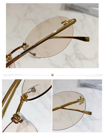 European & American Fashion Frameless Metal Sunglasses – Trendy Luxury UV Protection Eyewear