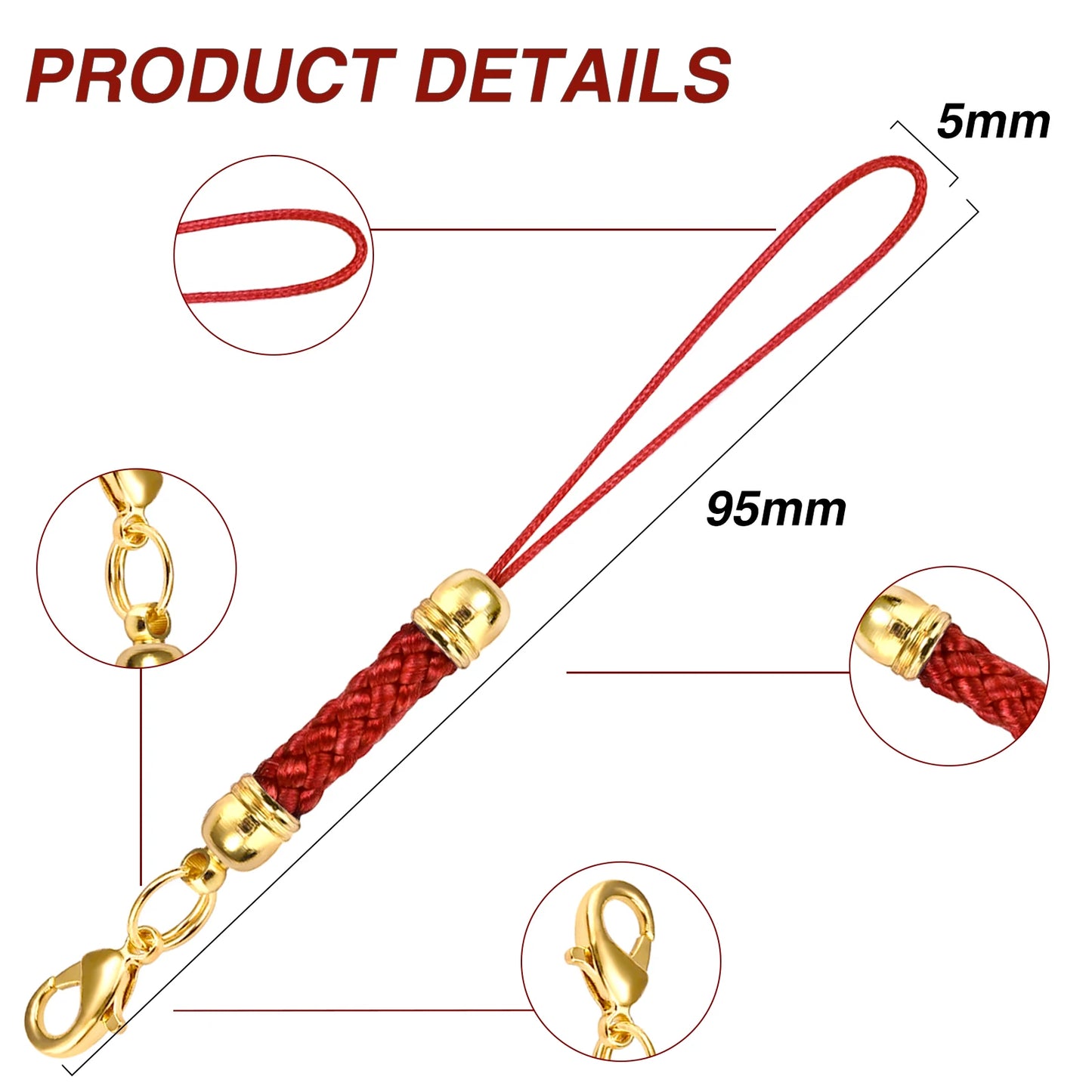 10Pcs Lanyard Strap Set - Lobster Clasp Rope Keychain Hooks Mobile Charms & Key Ring Accessories
