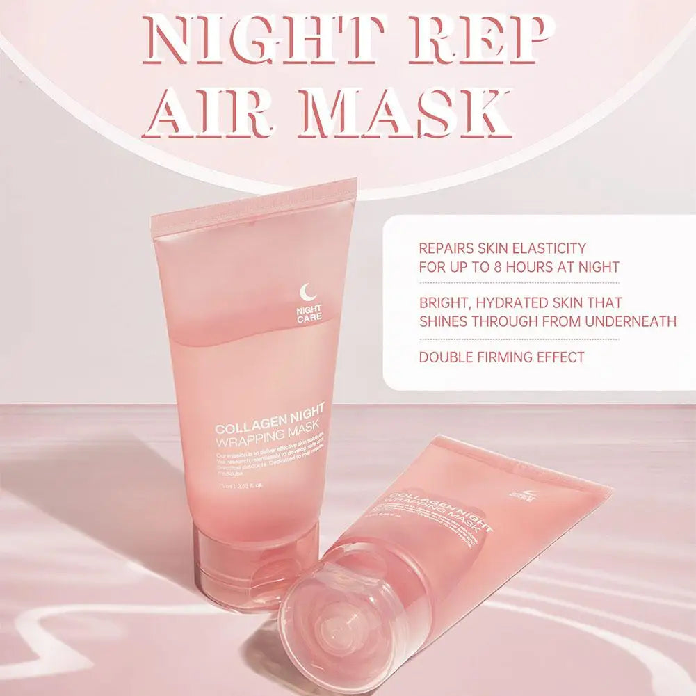 Hydrolyzed Collagen Overnight Facial Mask - Peel-Off Hydrating & Firming Mask, Reduces Sagging & Dullness, Boosts Elasticity