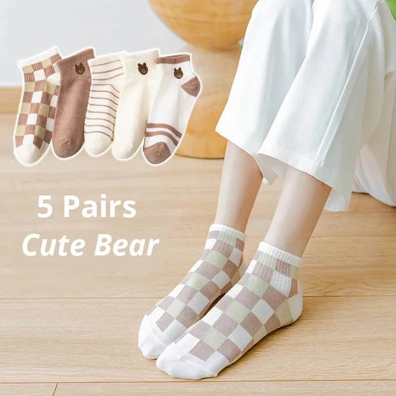 Women's Pink Cat Short Tube Socks - Cute Low Top Casual Socks, 5/10/20 Pairs