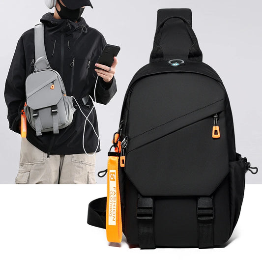 Waterproof Nylon Crossbody Bag for Men – Compact Chest Sling Shoulder Backpack for Travel & Outdoor Hiking