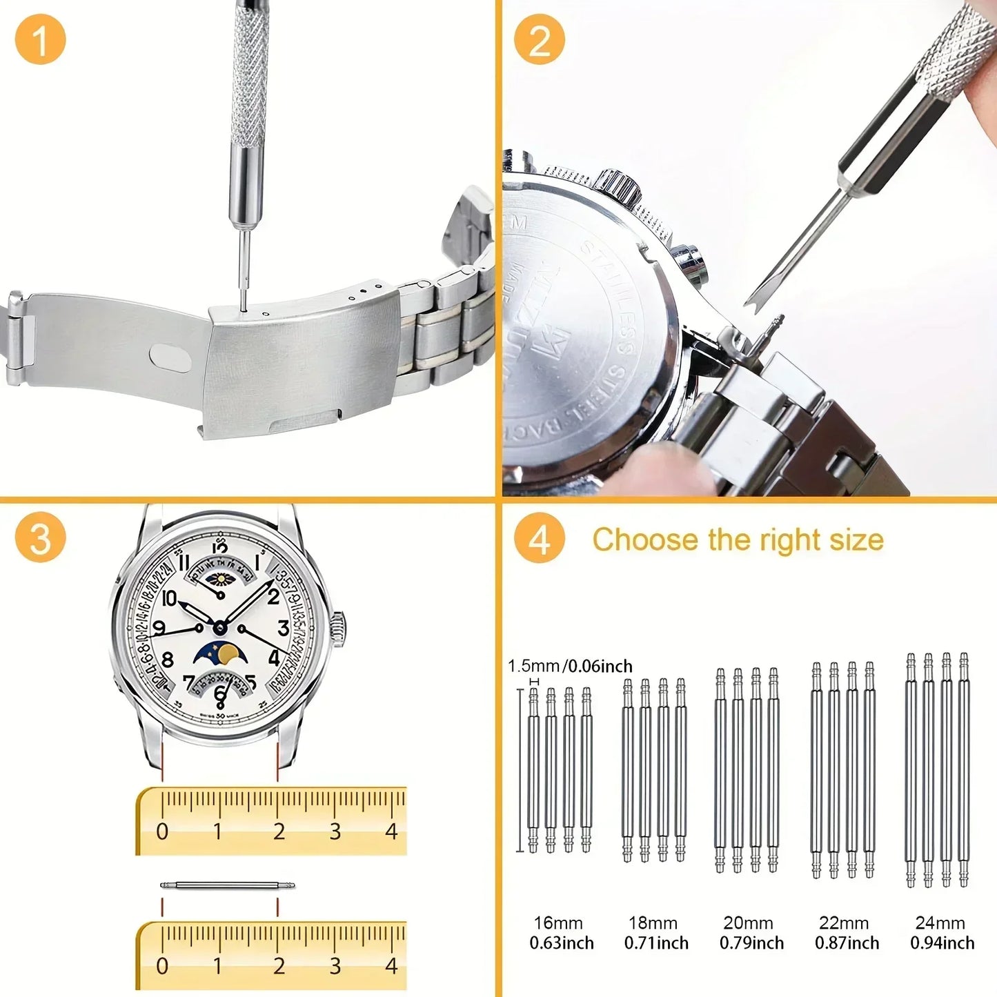 Watch Repair Tool Kit – Link Band Pin Remover & Adjuster for Professional Watchmaking