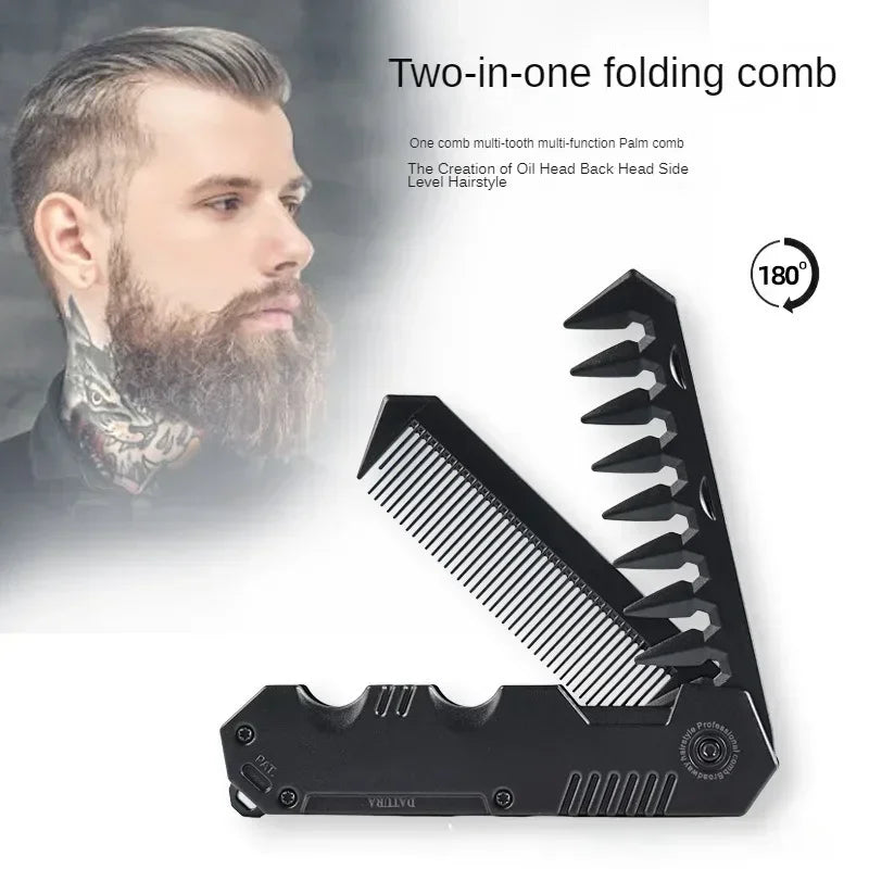 Portable Pocket Hair Comb for Men - Folding Wide Tooth Beard Styling Comb for Hair Care, Grooming & Barber Use