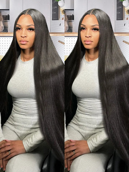 30-34 Inch Bone Straight Human Hair Bundles – Natural Black Remy Unprocessed Virgin Hair Extensions, 3-4 Bundle Deals
