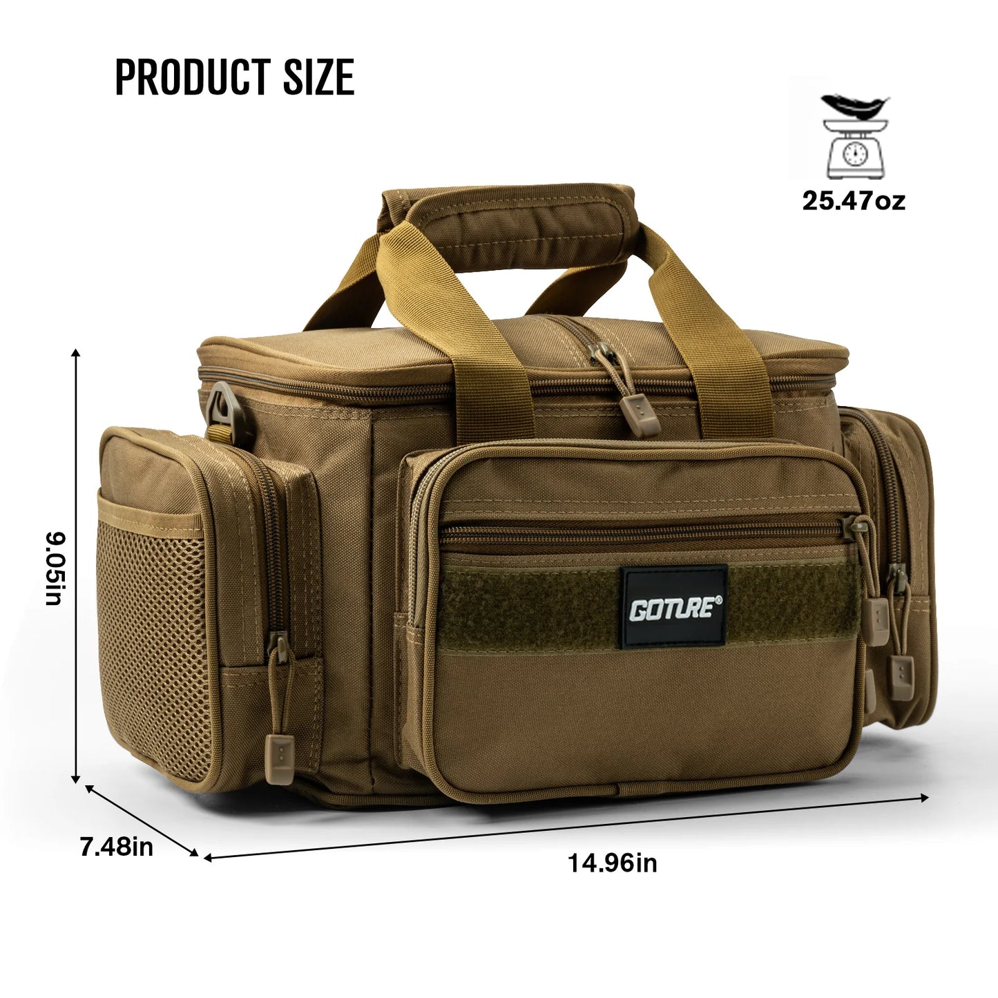 Goture Fishing Tackle Shoulder Bag – 38x23x19cm High Capacity 600D Oxford Cloth Outdoor Cycling & Camping Backpack