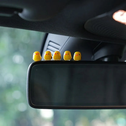 5-Piece Mini Duck Car Decorations - Cute Dashboard and Rearview Mirror Ornaments for Car Interior Accessories