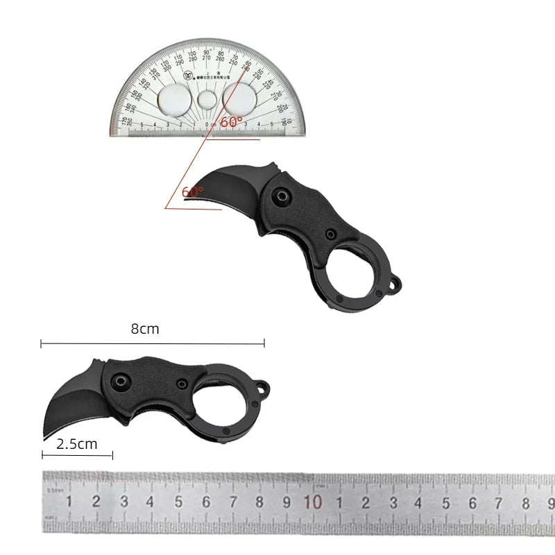 Mini Keychain Pocket Knife – Stainless Steel Camping EDC Tool with Fixed Blade, Peeler, and Portable Chain