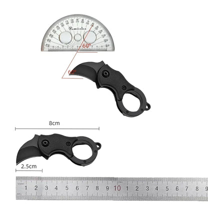 Mini Keychain Pocket Knife – Stainless Steel Camping EDC Tool with Fixed Blade, Peeler, and Portable Chain