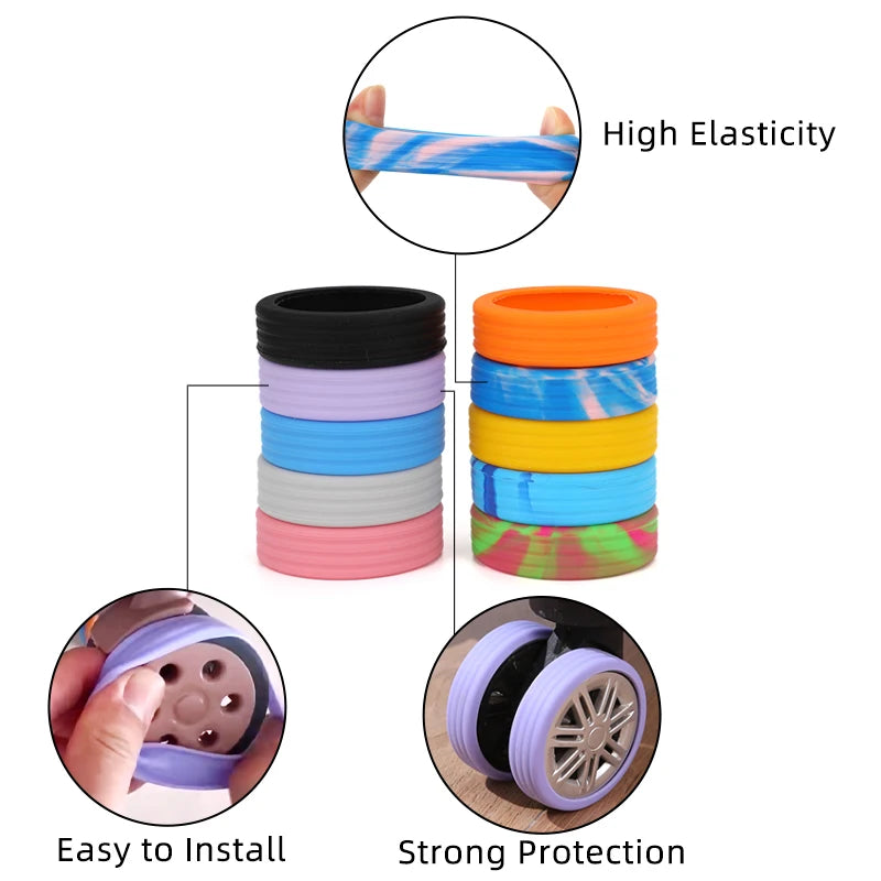 8/4PCS Silicone Luggage Wheels Protector | Reduce Noise & Protect Wheels | Travel Suitcase Caster Shoes Guard Cover Accessories