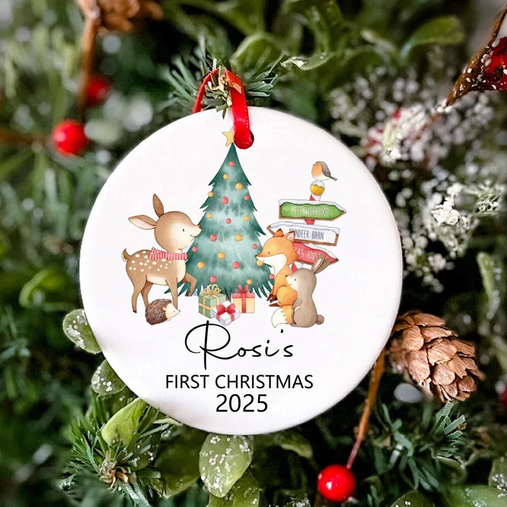 Personalized Baby First Christmas Ornament – Custom Ceramic Keepsake Photo Prop Gift for Infants