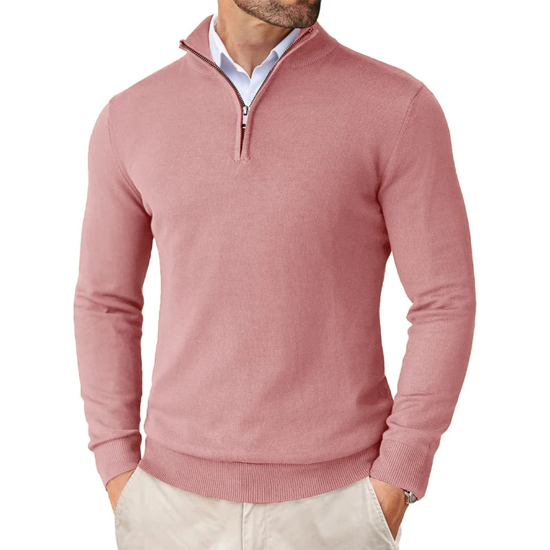 Men's Quarter Zip Sweater - Slim Fit Lightweight Mock Neck Knitted Pullover Casual Outdoor Streetwear Top