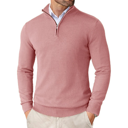 Men's Quarter Zip Sweater - Slim Fit Lightweight Mock Neck Knitted Pullover Casual Outdoor Streetwear Top