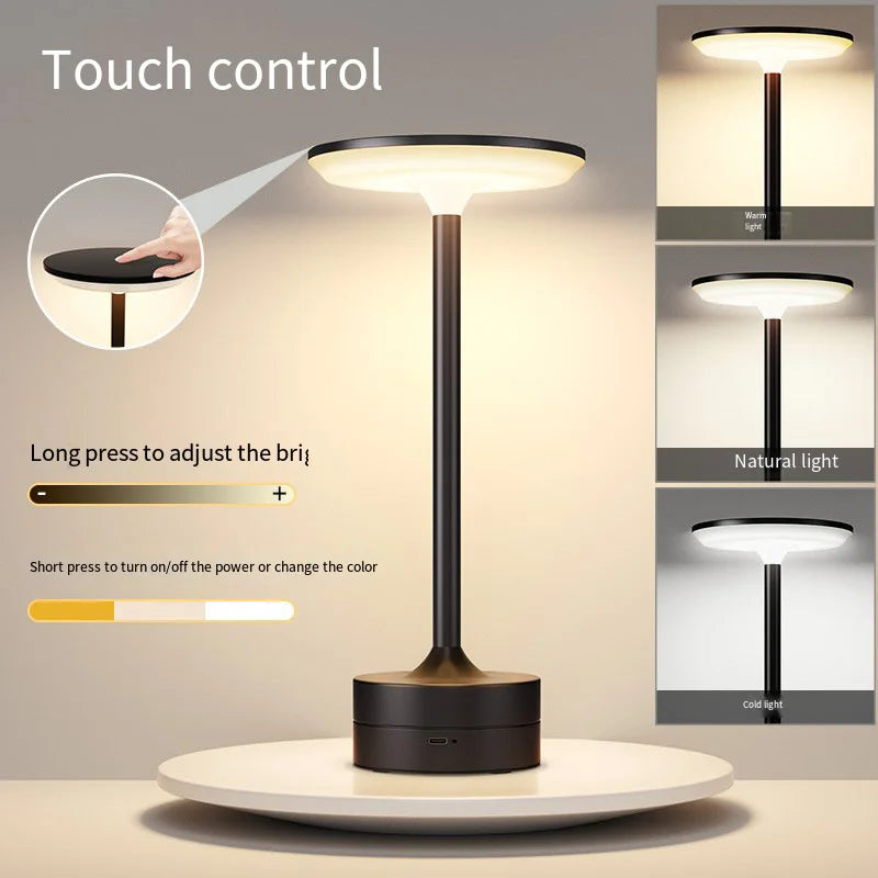 Wireless LED Table Lamp – Touch Sensor, USB Rechargeable Portable Night Light for Bedroom, Reading & Desk Decor