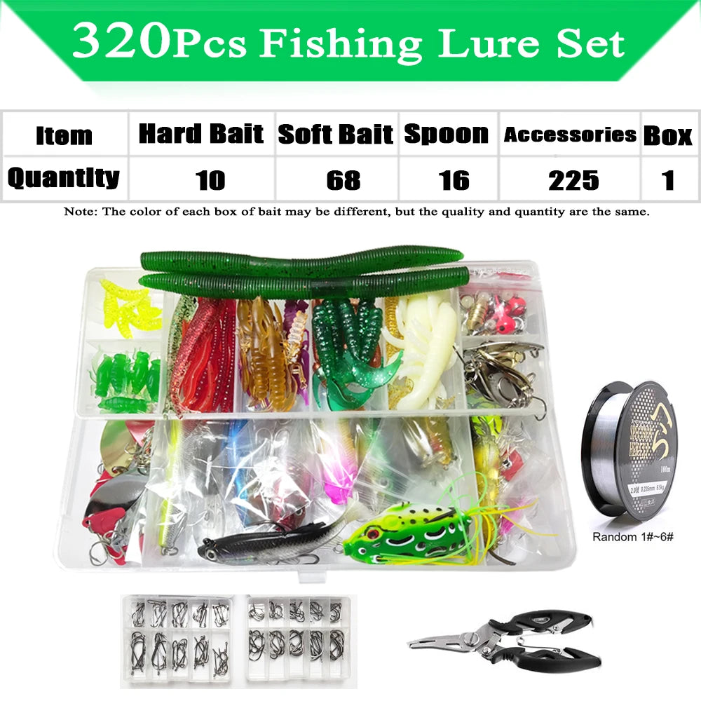 Fishing Lure Kit with Soft & Hard Baits – Minnow, Metal Jig Spoon & Crankbait Set for Bass & Pike Fishing with Storage Box Tackle Gear Kit