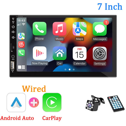 7" Car Radio – 1 Din Carplay Android Auto Multimedia Player, HD Touch Screen, FM, AUX Input, Bluetooth & MirrorLink Autoradio