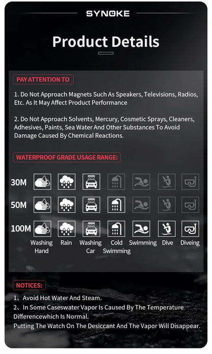 SYNOKE Men's Military Digital Sports Watch – Waterproof Luminous Chronograph Electronic Wristwatch