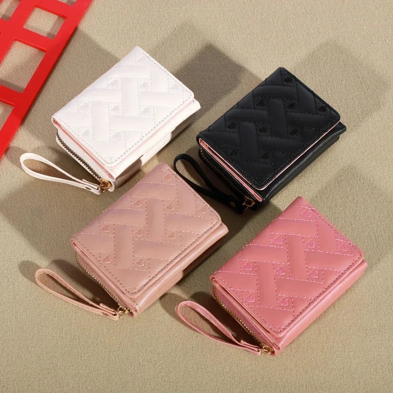 Men’s Fashion Embroidered Love Coin Purse – Trifold Wallet with Multi Card Slots