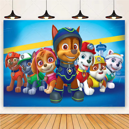 PAW Patrol Cartoon Puppy Birthday Party Backdrop – Animation Theme Decoration Background for Kids Party & Baby Shower Supplies Gift
