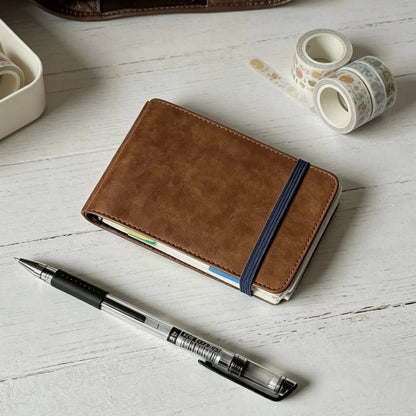 Brown 3-Hole Loose Leaf Pocket Notebook - 60-Sheet Mini Lined Journal for Notes & Stationery