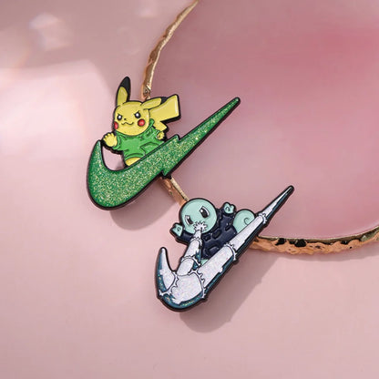3-Piece Cartoon Anime Enamel Brooch Set - Cute Animal Metal Lapel Pins for Cosplay, Jewelry & Gifts