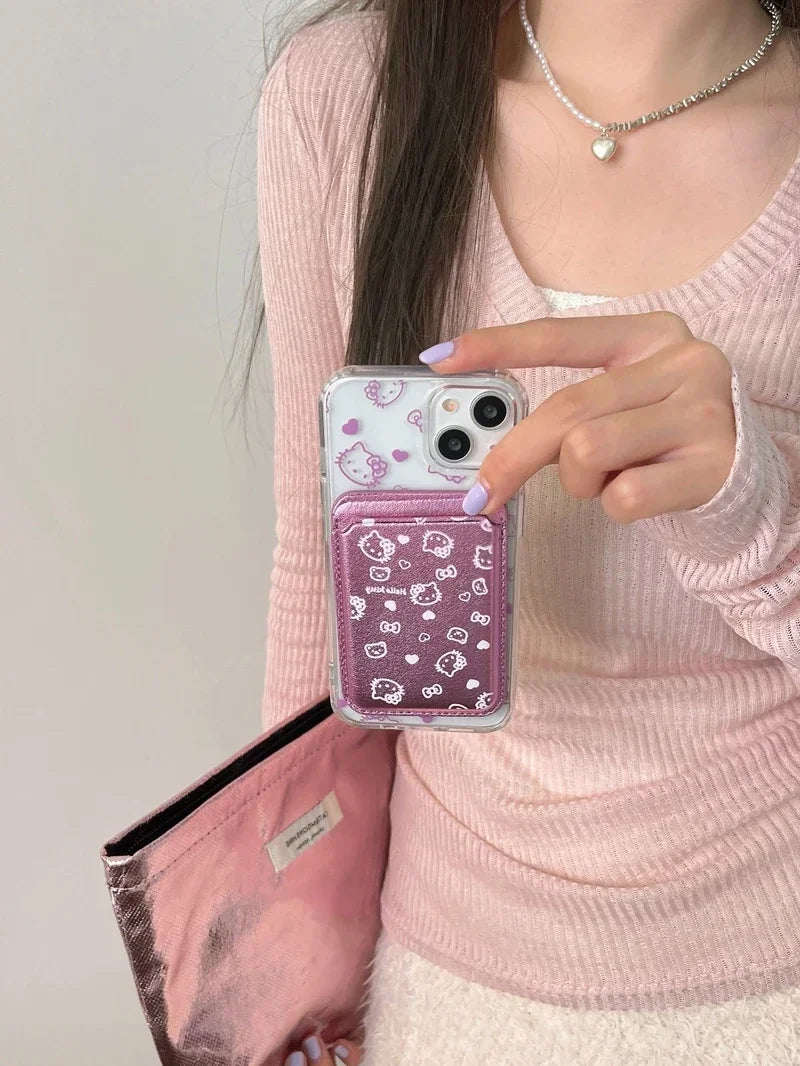 Hello Kitty MagSafe Wallet Case for iPhone 12–16 Pro Max – Cute Sanrio Magnetic Holder with Wireless Charging & Hard Cover