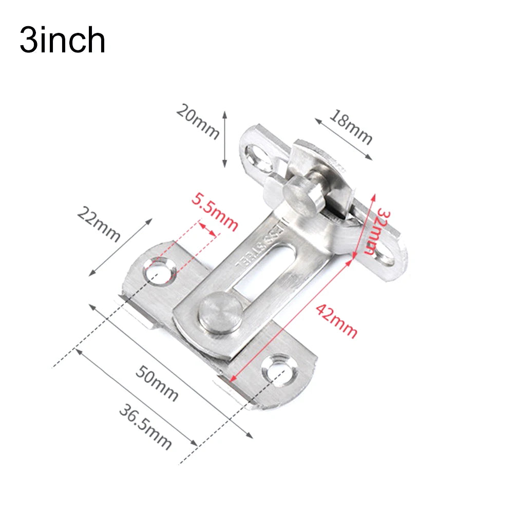 Stainless Steel 90 Degree Door Lock Guard Latch Bolt - Toggle Latch for Sliding Barn Doors, Wine Cabinets, and Closets - Right Angle Lock