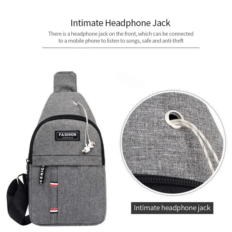 New Fashion Waterproof Nylon Chest Bag for Men - Simple & Stylish One-Shoulder Crossbody Design