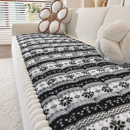 Christmas Sofa Mat Cover – Winter Warm Non-Slip Plush Cushion, Thicken Tatami for Living Room Home Decor