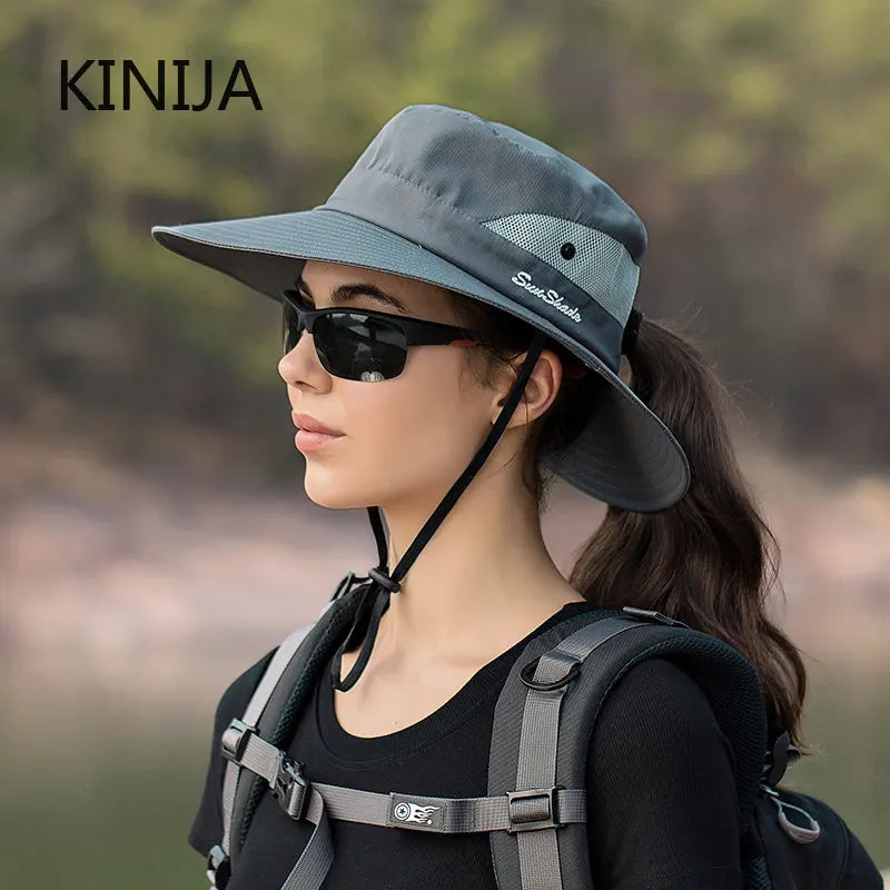 Stylish Women's Waterproof Fisherman Hat: Large Brim Bucket Cap for Outdoor Travel, Fishing, Climbing, and Hiking - Fashionable Sun Protection