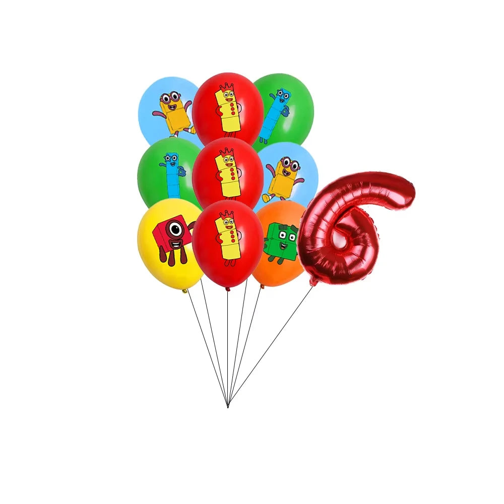 Number Birthday Building Blocks Party Decorations Set – Tablecloth, Banner, Balloons & Cake Topper for Kids & Baby Shower Supplies