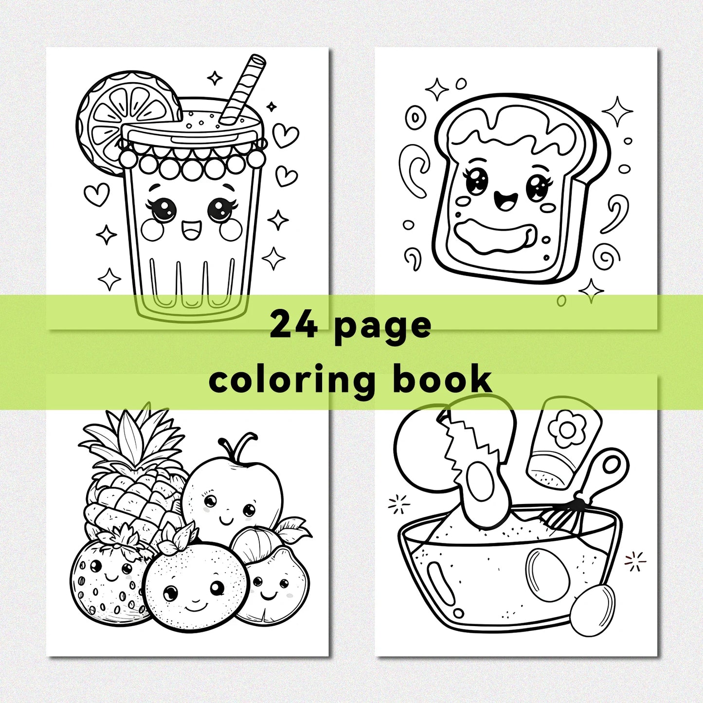 Food & Snack Coloring Book for Adults - Bold Easy Drinks & Desserts Drawing Book, Cute Birthday Gift