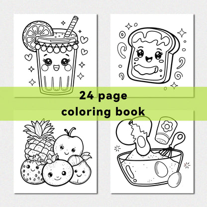 Food & Snack Coloring Book for Adults - Bold Easy Drinks & Desserts Drawing Book, Cute Birthday Gift