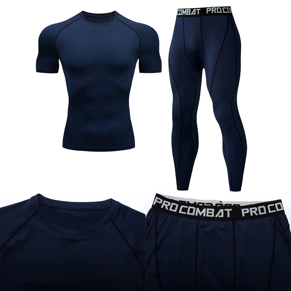 2-Piece Men’s Compression Sportswear Set — Gym, Yoga, Workout & Jogging Tracksuit