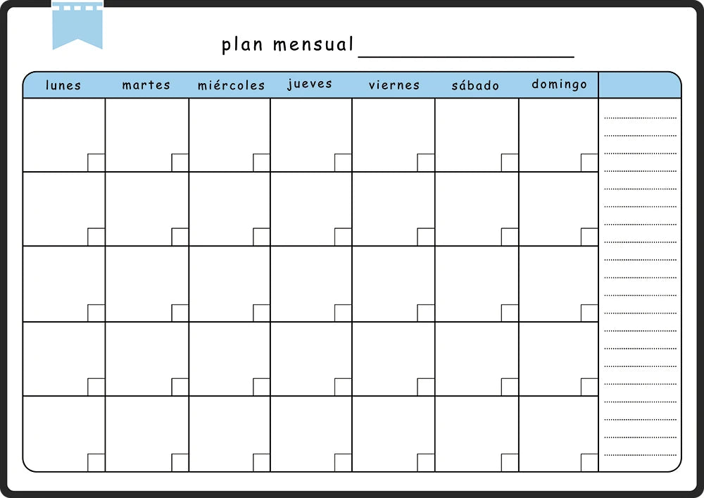 A3 Dry Erase Whiteboard Fridge Calendar – Weekly & Monthly Planner in Spanish, French, English