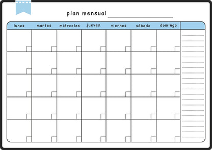 A3 Dry Erase Whiteboard Fridge Calendar – Weekly & Monthly Planner in Spanish, French, English