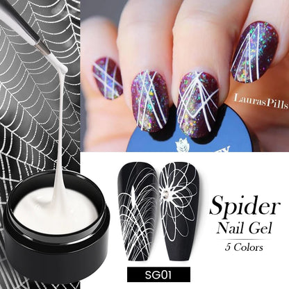BORN PRETTY Spider Wire Gel Nail Polish 5ml - Flower Drawing & Creative Point-to-Line Nail Art Gel Varnish