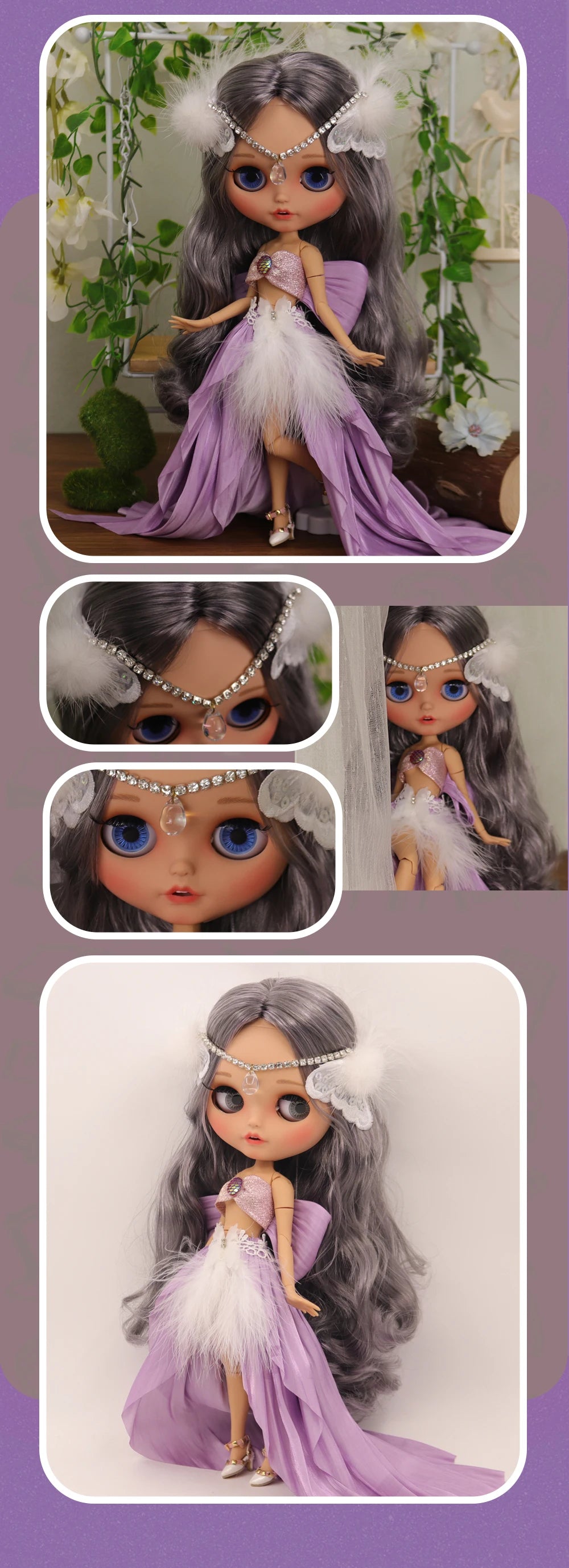 ICY DBS Blyth Doll – 1/6 Joint Body BJD Anime Girl with Tan Skin, Matte Face & Pouting Mouth OOAK OB24