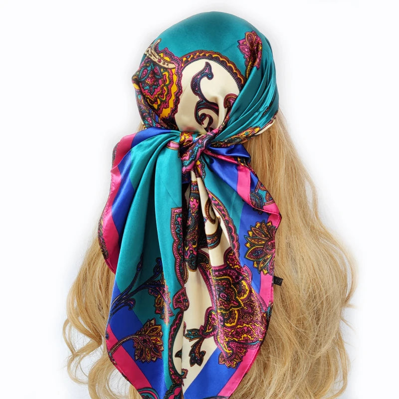 Elevate Your Style: New 90x90cm Fashion Silk Scarf - Versatile Headwrap for Women, Perfect for Every Season - Vintage Hijab Foulard Bandana Headscarf