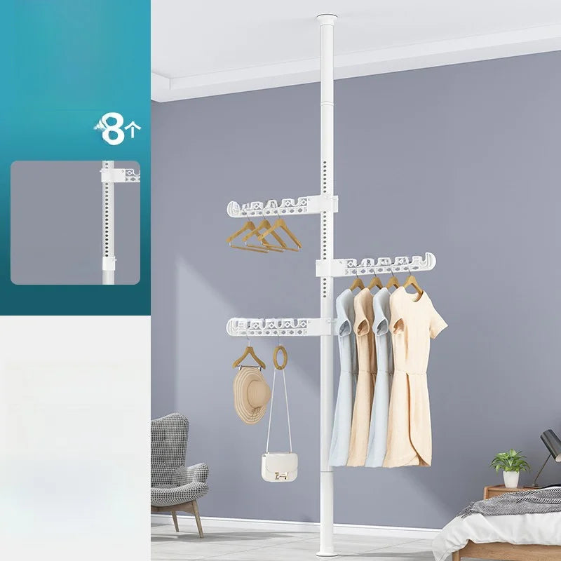 High-Bearing Floor-to-Ceiling Clothes Drying Rod — Indoor Hanging Rack, No Drilling Required