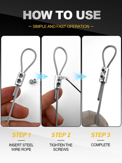 5/10/20/50/100pcs Steel Wire Rope Cable Clamps – Metal Copper Clips & Stainless Steel Sling Tools (Fastening Accessories)