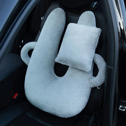 Children’s Cartoon Car Neck Pillow – Rear Seat Sleep Headrest & Seat Belt Shoulder Support